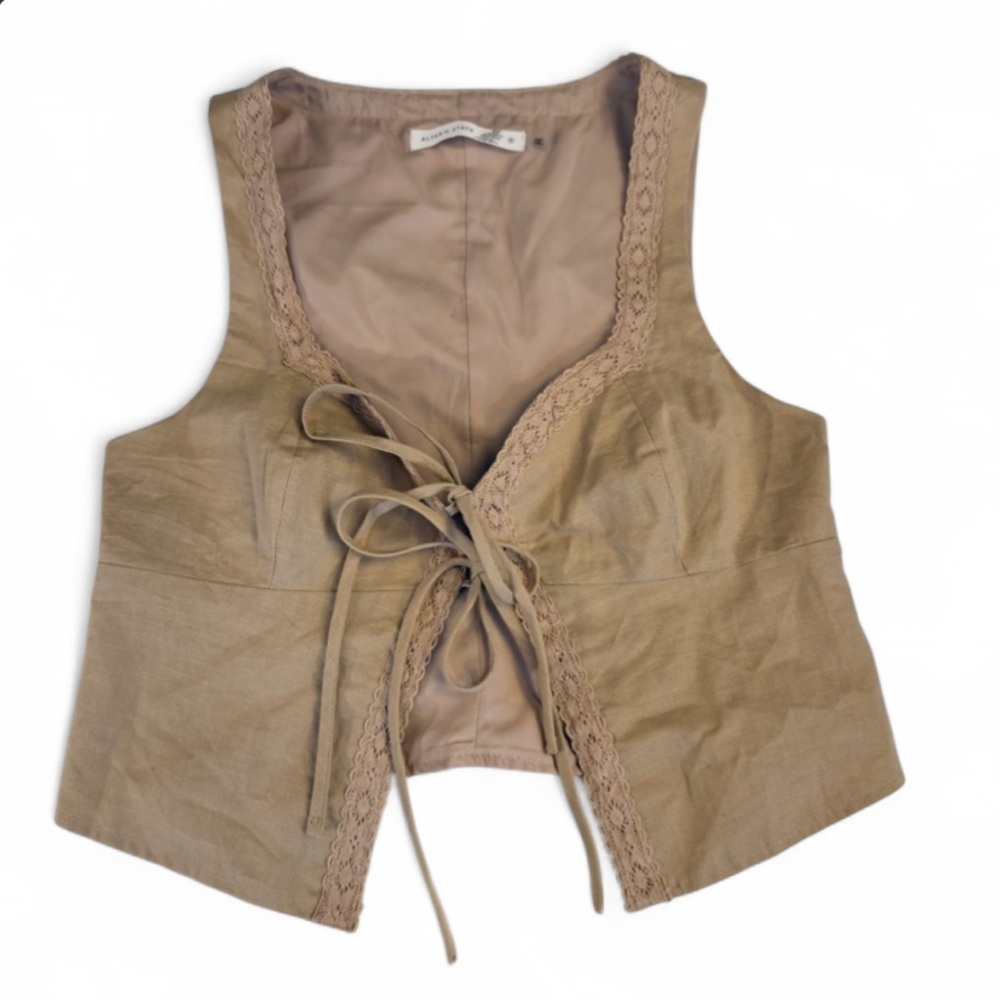 NWT Altar'd State Beige Lace-Up Blouse